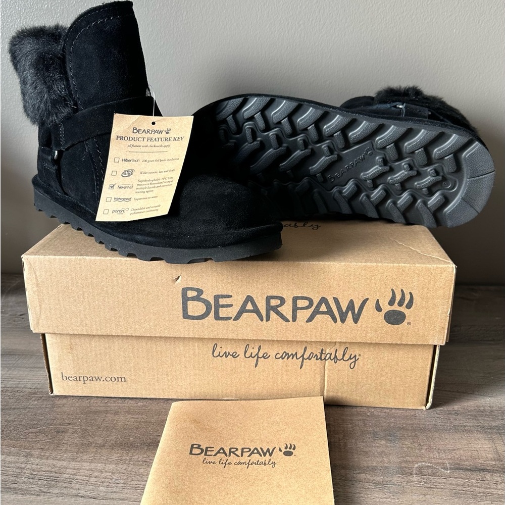 BearPaw Black Fur-Lined Boots